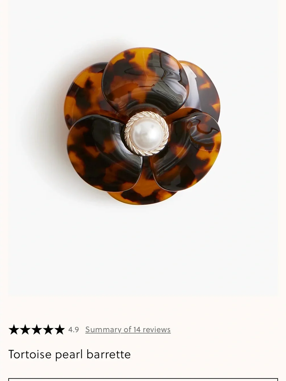 NWT! J. Crew Tortoise Pearl Flower Barrette